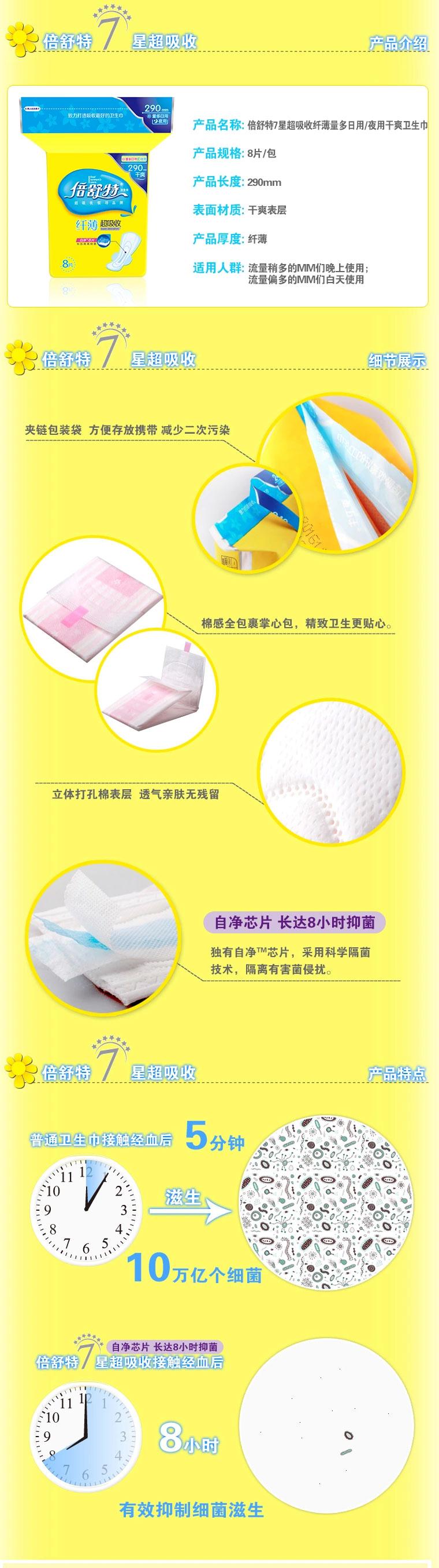 倍舒特290干爽纤薄量多夜用卫生巾-龙会易购-宏创科技
